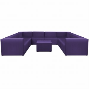 Narożnik modułowy w kształcie litery U z podnóżkiem 6-osobowy LEON w kolorze fioletowym – segment do zestawu mebli modułowych: 9 siedzisk, 10 oparć, 2 podłokietniki