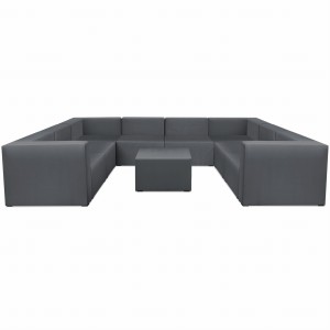 Narożnik modułowy w kształcie litery U z podnóżkiem 6-osobowy LEON w kolorze szarym – segment do zestawu mebli modułowych: 9 siedzisk, 10 oparć, 2 podłokietniki