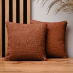 Dekoracyjna poszewka na poduszkę 30x30 cm w kolorze miedzianym z tkaniny szenilowej z teksturą 