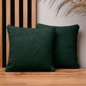 Dekoracyjna poszewka na poduszkę 30x30 cm w kolorze butelkowej zieleni z tkaniny szenilowej z teksturą 