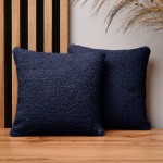 Dekoracyjna poszewka na poduszkę 30x30 cm w kolorze granatowym z tkaniny szenilowej z teksturą 