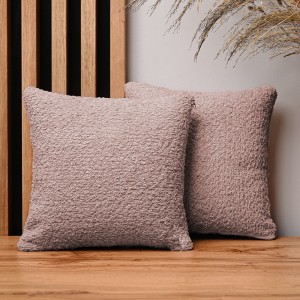 Dekoracyjna poszewka na poduszkę 30x30 cm w kolorze pudrowego różu z tkaniny szenilowej z teksturą