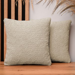 Dekoracyjna poszewka na poduszkę 35x35 cm w kolorze jasnobrązowym z  tkaniny szenilowej z teksturą 