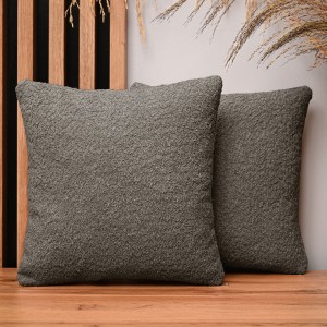 Dekoracyjna poszewka na poduszkę 35x35 cm w kolorze ciemnobrązowym z  tkaniny szenilowej z teksturą 