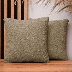 Dekoracyjna poszewka na poduszkę 35x35 cm w kolorze karmelowym z  tkaniny szenilowej z teksturą