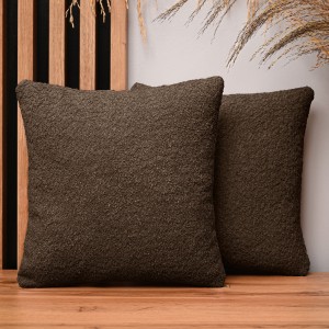 Dekoracyjna poszewka na poduszkę 35x35 cm w kolorze czekoladowym z  tkaniny szenilowej z teksturą