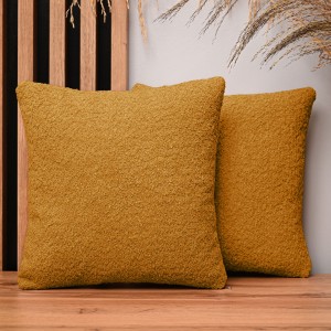 Dekoracyjna poszewka na poduszkę 35x35 cm w kolorze pomarańczowymz  tkaniny szenilowej z teksturą