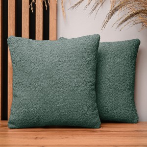 Dekoracyjna poszewka na poduszkę 35x35 cm w kolorze szałwiowym tkaniny szenilowej z teksturą