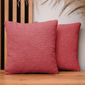 Dekoracyjna poszewka na poduszkę 35x35 cm w kolorze koralowym z tkaniny szenilowej z teksturą