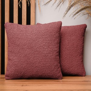 Dekoracyjna poszewka na poduszkę 35x35 cm w kolorze truskawowym z tkaniny szenilowej z teksturą