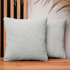 Dekoracyjna poszewka na poduszkę 35x35 cm w kolorze jasnoszarym z tkaniny szenilowej z teksturą 