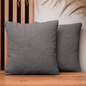 Dekoracyjna poszewka na poduszkę 35x35 cm w kolorze grafitowym z tkaniny szenilowej z teksturą 