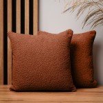 Dekoracyjna poszewka na poduszkę 40x40 cm w kolorze miedzianym z tkaniny szenilowej z teksturą