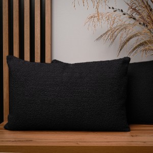 Dekoracyjna poszewka na poduszkę 40x60 cm w kolorze czarnym z tkaniny szenilowej z teksturą