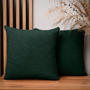 Dekoracyjna poszewka na poduszkę 45x45 cm w kolorze butelkowej zieleni z tkaniny szenilowej z teksturą
