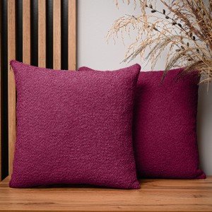 Dekoracyjna poszewka na poduszkę 45x45 cm w kolorze wiśniowym z tkaniny szenilowej z teksturą