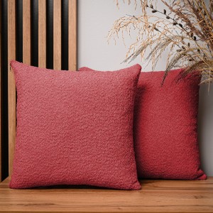Dekoracyjna poszewka na poduszkę 45x45 cm w kolorze koralowym z tkaniny szenilowej z teksturą 