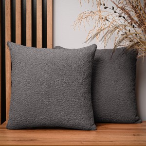 Dekoracyjna poszewka na poduszkę 45x45 cm w kolorze grafitowym z tkaniny szenilowej z teksturą