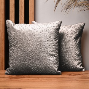 Dekoracyjna poszewka na poduszkę 30x30 cm w kolorze stalowym z tkaniny welurowej z teksturą “kropelki”  