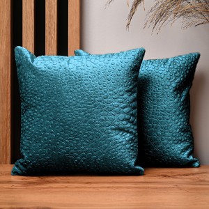 Dekoracyjna poszewka na poduszkę 30x30 cm w kolorze turkusowym z tkaniny welurowej z teksturą “kropelki”  