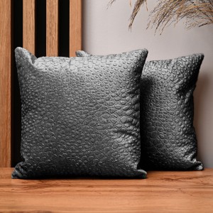 Dekoracyjna poszewka na poduszkę 30x30 cm w kolorze siwym z tkaniny welurowej z teksturą “kropelki”  