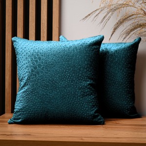 Dekoracyjna poszewka na poduszkę 40x40 cm w kolorze turkusowym z tkaniny welurowej z teksturą “kropelki” 