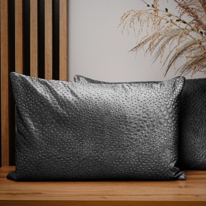 Dekoracyjna poszewka na poduszkę 40x60 cm w kolorze szarym z tkaniny welurowej z teksturą “kropelki”