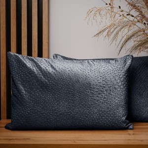 Dekoracyjna poszewka na poduszkę 40x60 cm w kolorze szaroniebieskim z tkaniny welurowej z teksturą “kropelki”