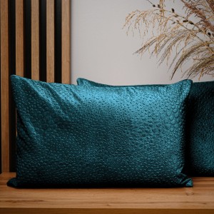 Dekoracyjna poszewka na poduszkę 40x60 cm w kolorze turkusowym z tkaniny welurowej z teksturą “kropelki”