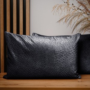 Dekoracyjna poszewka na poduszkę 40x60 cm w kolorze ciemnoszarym z tkaniny welurowej z teksturą “kropelki” 