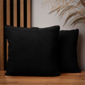 Dekoracyjna poszewka na poduszkę 40x40 cm w kolorze czarnym z imitacji futra