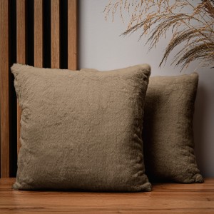 Dekoracyjna poszewka na poduszkę 40x40 cm w kolorze jasnobrązowym z imitacji futra