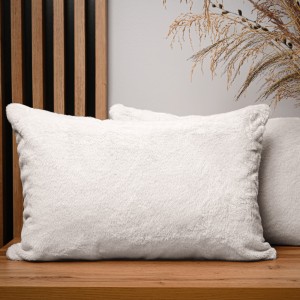 Dekoracyjna poszewka na poduszkę 40x60 cm w kolorze jasnoszarym z imitacji futra 