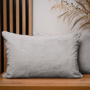 Dekoracyjna poszewka na poduszkę 40x60 cm w kolorze szarym z imitacji futra