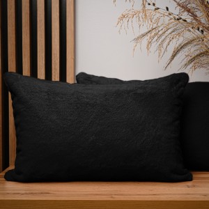 Dekoracyjna poszewka na poduszkę 40x60 cm w kolorze czarnym z imitacji futra