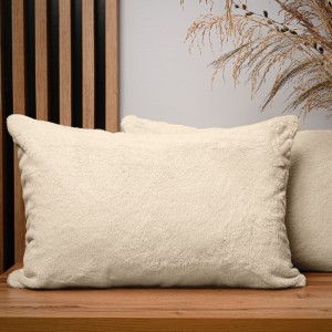 Dekoracyjna poszewka na poduszkę 40x60 cm w kolorze kremowym z imitacji futra