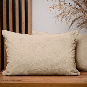 Dekoracyjna poszewka na poduszkę 40x60 cm w kolorze piaskowym z imitacji futra