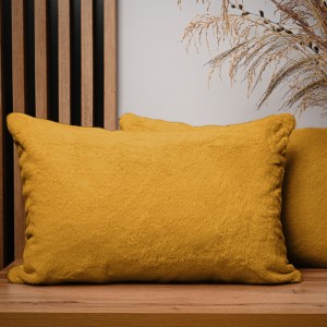 Dekoracyjna poszewka na poduszkę 40x60 cm w kolorze żółym z imitacji futra