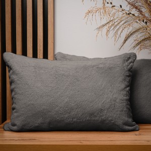 Dekoracyjna poszewka na poduszkę 40x60 cm w kolorze ciemnoszarym z imitacji futra