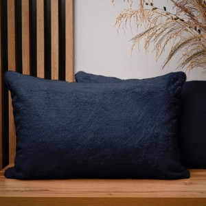 Dekoracyjna poszewka na poduszkę 40x60 cm w kolorze granatowym z imitacji futra 