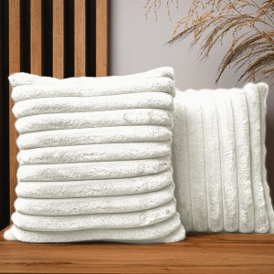 Dekoracyjna poszewka na poduszkę 40x40 cm w kolorze jasnoszarym z imitacji futra z przeszyciami