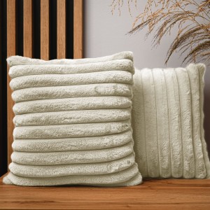 Dekoracyjna poszewka na poduszkę 40x40 cm w kolorze piaskowym z imitacji futra z przeszyciami