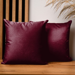 Dekoracyjna poszewka na poduszkę 40x40 cm w kolorze bordowym z tkaniny welurowej