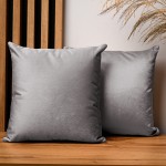 Dekoracyjna poszewka na poduszkę 40x40 cm w kolorze siwym z tkaniny welurowej