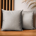 Dekoracyjna poszewka na poduszkę 40x40 cm w kolorze jasnoszarym z tkaniny welurowej