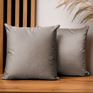 Dekoracyjna poszewka na poduszkę 40x40 cm w kolorze jasnobrązowym z tkaniny welurowej 