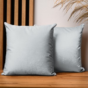 Dekoracyjna poszewka na poduszkę 40x40 cm w kolorze błękitnym z tkaniny welurowej