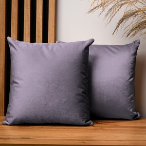 Dekoracyjna poszewka na poduszkę 40x40 cm w kolorze liliowym z tkaniny welurowej