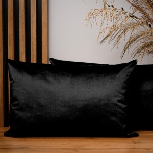Dekoracyjna poszewka na poduszkę 40x60 cm w kolorze czarnym z tkaniny welurowej 