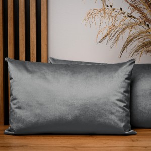 Dekoracyjna poszewka na poduszkę 40x60 cm w kolorze szarym z tkaniny welurowej 